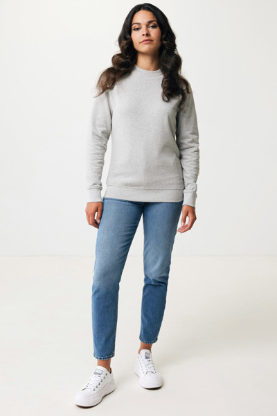 Pull à col rond en coton recyclé non teinté Iqoniq Denali - Heather Grey / M