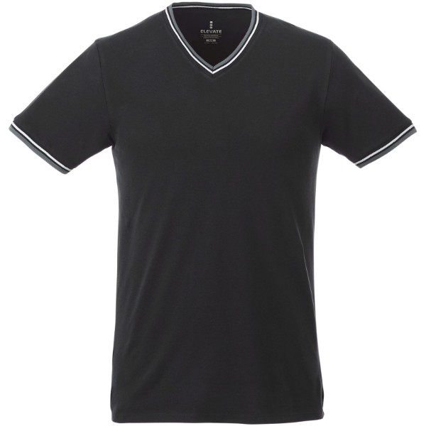 Camiseta de pico punto piqué para hombre "Elbert" - Negro Intenso / Mezcla De Grises / Blanco / S