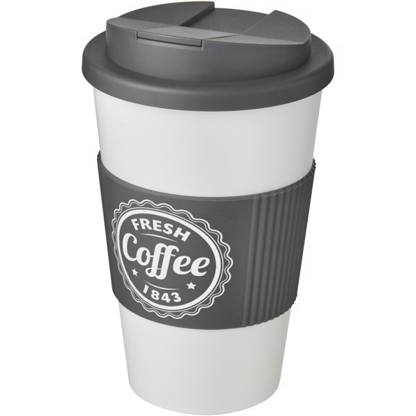 Americano® 350 ml tumbler with grip & spill-proof lid - Branco / Cinzento