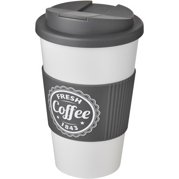 Americano® 350 ml tumbler with grip & spill-proof lid - White / Grey