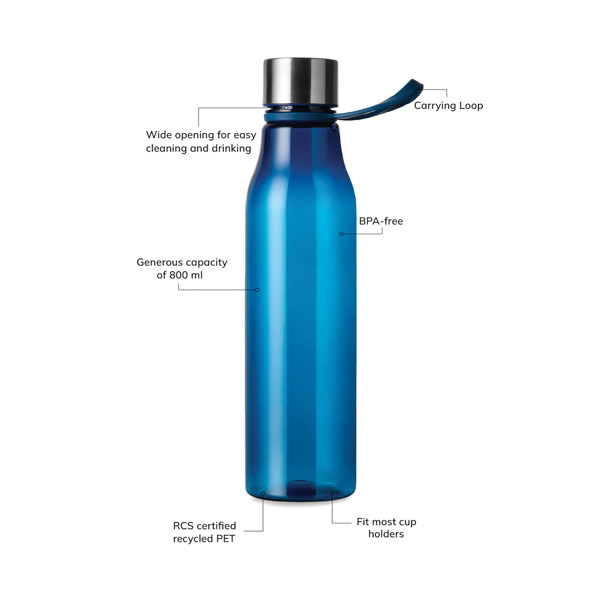 VINGA Bouteille d'eau 800ml RCS RPET Lean - Bleu Marine