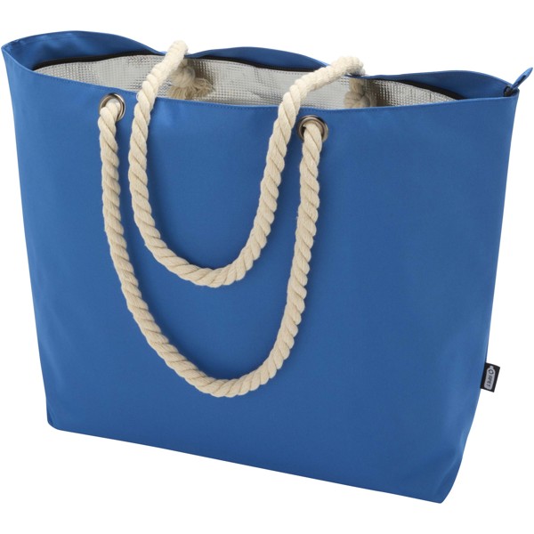 Tote bag termica da spiaggia in materiale riciclato certificato GRS con manici in corda Panama - 23L - Blu royal