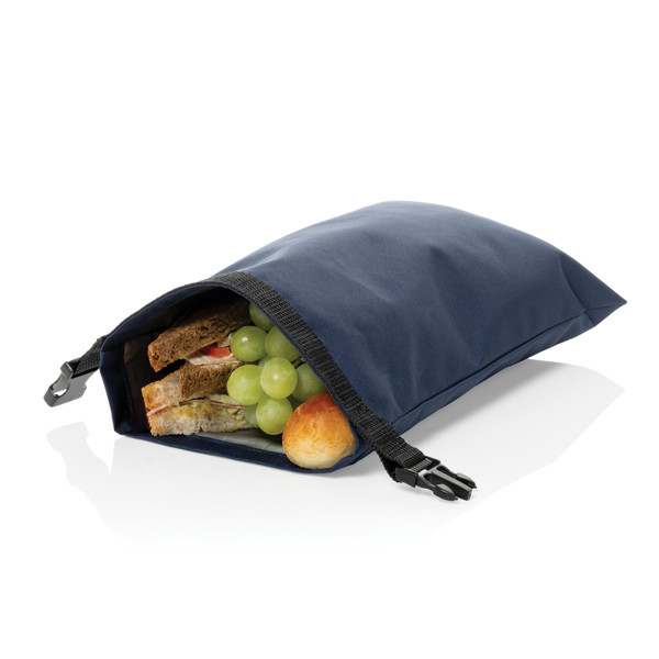 Sac à lunch pliable 30x20cm en rPET AWARE™ Snackstrap - Bleu Marine