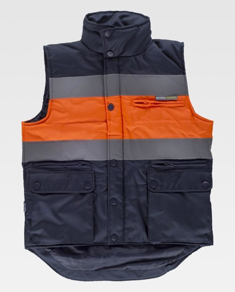 Colete de Trabalho Acolchoado - Alta Visibilidade Laranja / Azul Real 