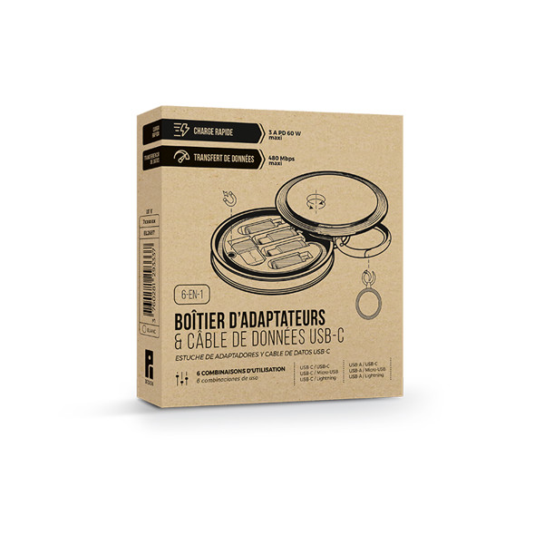 ADAPTER CASE WITH USB-C DATA CABLE - Blanc / 