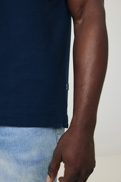 Polo en coton piqué et recyclé Iqoniq Yosemite - Bleu Marine / L