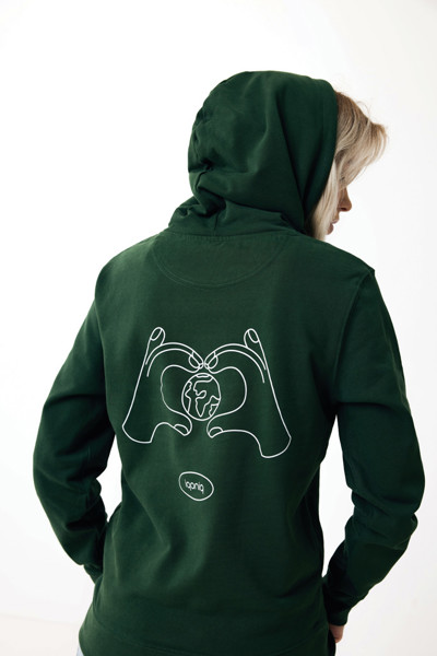 Sweat à capuche en coton recyclé Iqoniq Jasper - Forest Green / S