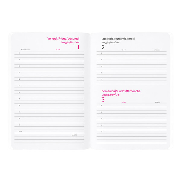 Agenda Giornaliera 2027. Copertina Flessibile In Soft Pu E Bordo Pagine Colorato - Bianco