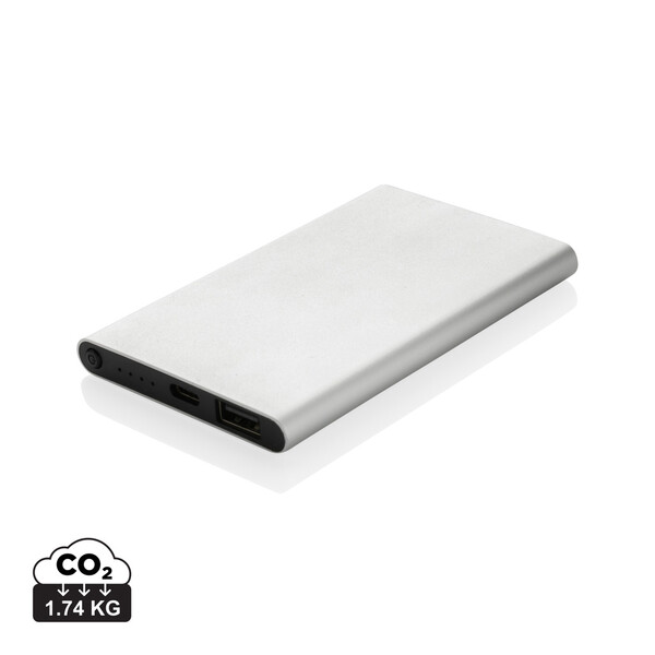 RCS recycled plastic/aluminium 4000mah powerbank with type C - Silver
