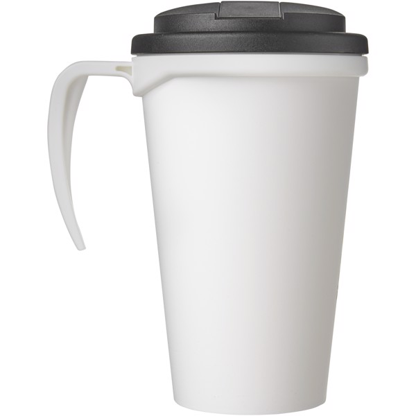 Americano® Grande 350 ml mug with spill-proof lid - Branco / Preto liso