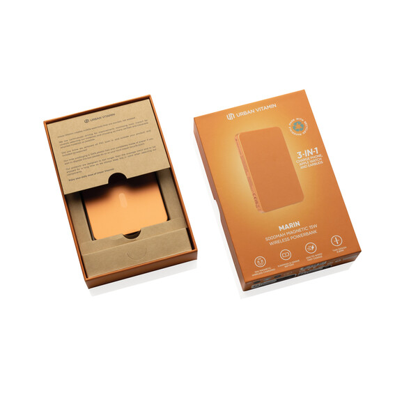 Bezdrátová magnetická powerbanka Urban Vitamin Marin 5000mAh - Oranžová