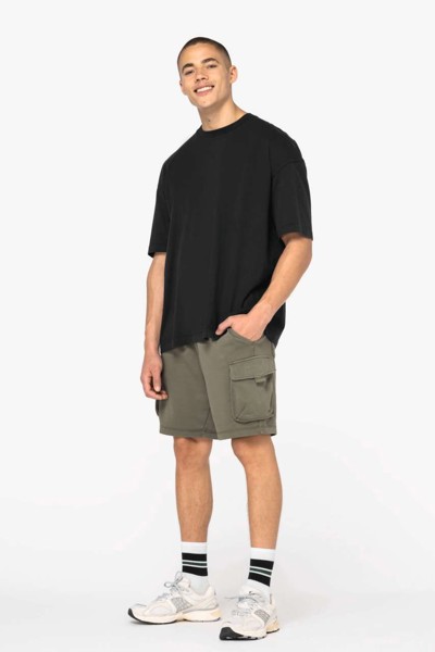Men’S French Terry Washed  Effect Cargo Shorts - Washed Black / L