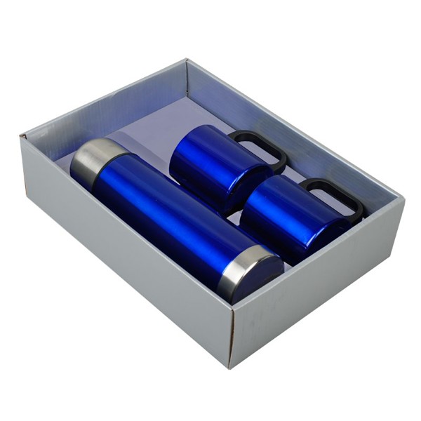 480 ml Picnic vacuum flask & mugs set - Blue / Silver