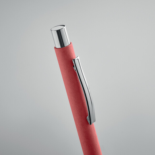 Recycled paper push ball pen Olympia - Red