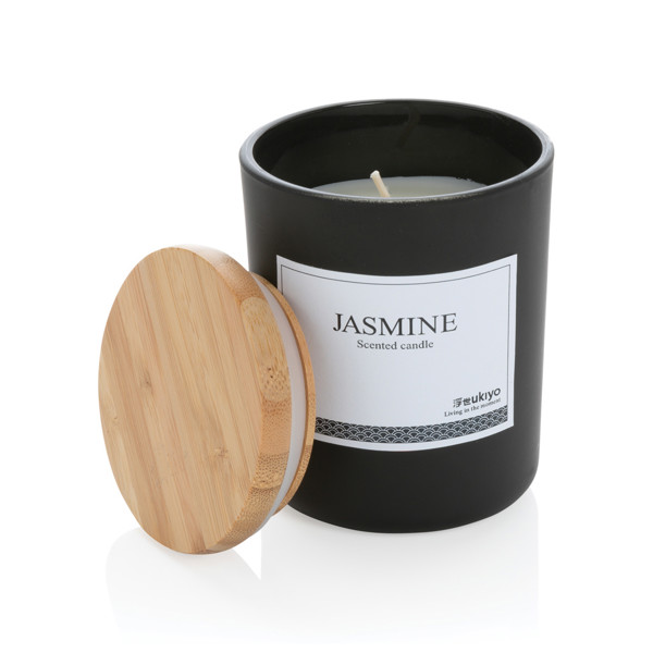 Ukiyo deluxe scented candle with bamboo lid - Black