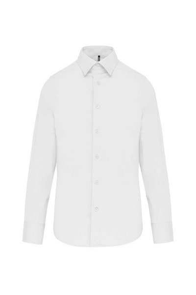 Long-Sleeved Cotton/Elastane Shirt - White / 3XL