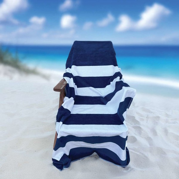 Olima „Classic Marine” Beach Velour Towel - Chilli Red / White