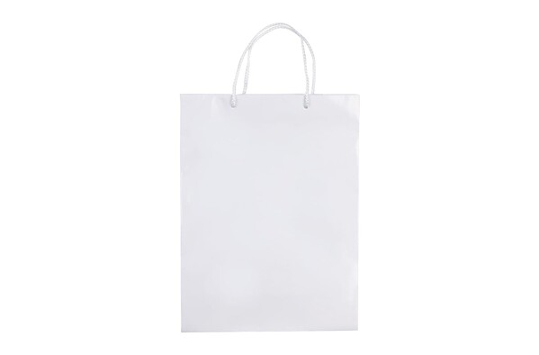 Papirnata vrečka 400x300x120 mm, sijajni zaključek - Bela