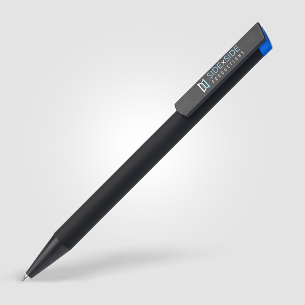 Stylo-bille Volos en aluminium recyclé - Bleu roi / Jet d’encre 4 couleurs