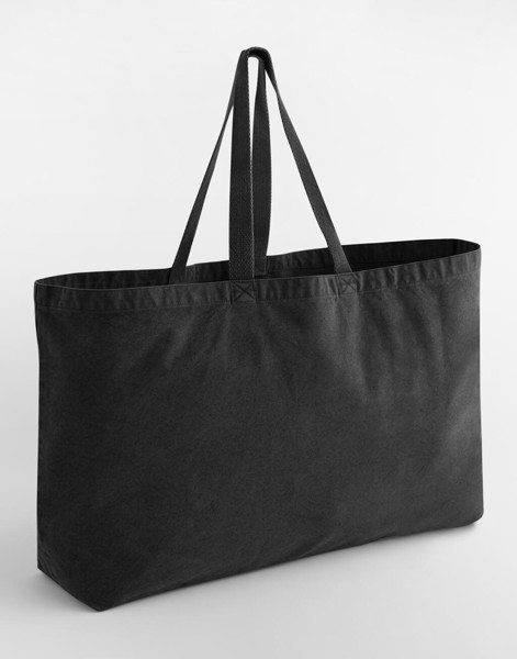 Garment Dyed Oversized Tote Bag - Vintage Black / ONE SIZE
