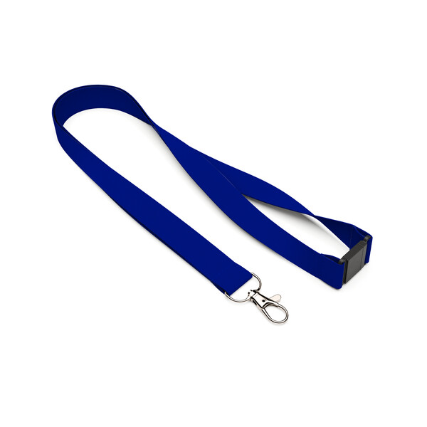 Lanyard din poliester serigrafiat - Reflex Blue C / 20mm lățimea / carabină metalică / Rupere de siguranță