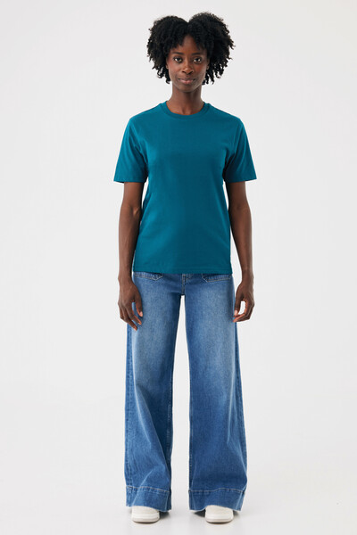 Tričko IQONIQ Brett z recykl. bavlny - Dark Teal / XS