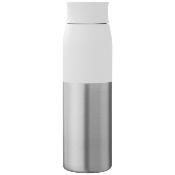 Borealis Recycled Stainless Steel Twist Lid Bottle - 650 ml - White / Silkscreen