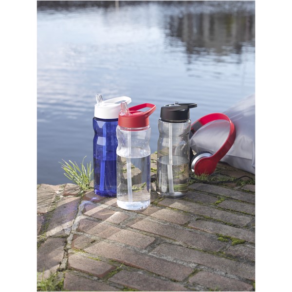 Garrafa desportiva com tampa com boquilha de 650 ml H2O Base® - Branco / Preto Liso