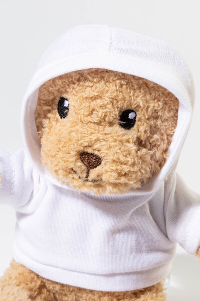 Rpet Pluh Teddy Bear With Hoodie Hobear - White
