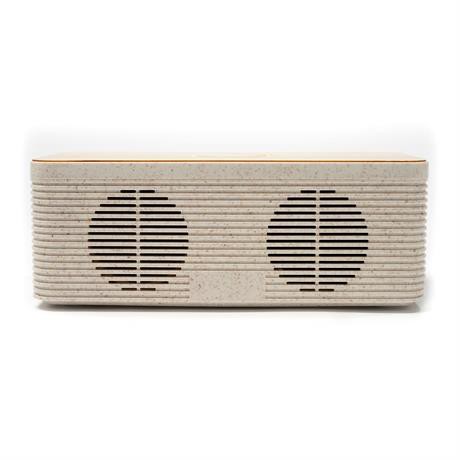 Altavoz inalámbrico personalizado de fibra de trigo y bambú 5W con carga inalámbrica 10W