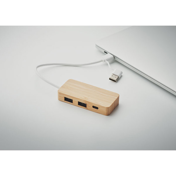 MB - Bamboo USB 3 ports hub Hubbam