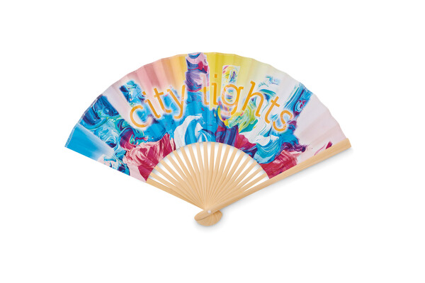 Full colour bamboo hand fan - Full colour