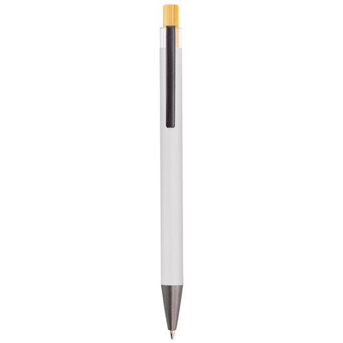 <p>STYLO EN ALUMINIUM/BAMBOU “NOAM”</p> - Blanc