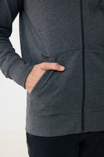 Mikina na zips s kapucňou Iqoniq Abisko z recykl. bavlny - Heather Anthracite / XS