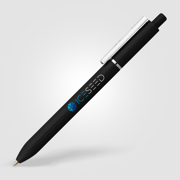 Lark Recycled Plastic Retractable Fidget Clip Pen - Black / 4 Colour inkjet