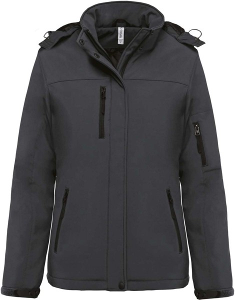 Ladies’ Hooded Softshell Lined Parka - Titanium / XL