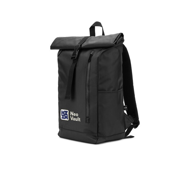 OSASCO BPACK. Mochila "Roll top" com design em sistema de fecho que permite enrolar a parte superior até ajustar ao volume da mochila em poliéster reciclado 600D - Preto