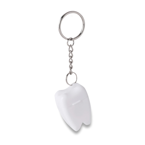 Toothy keychain with dental floss