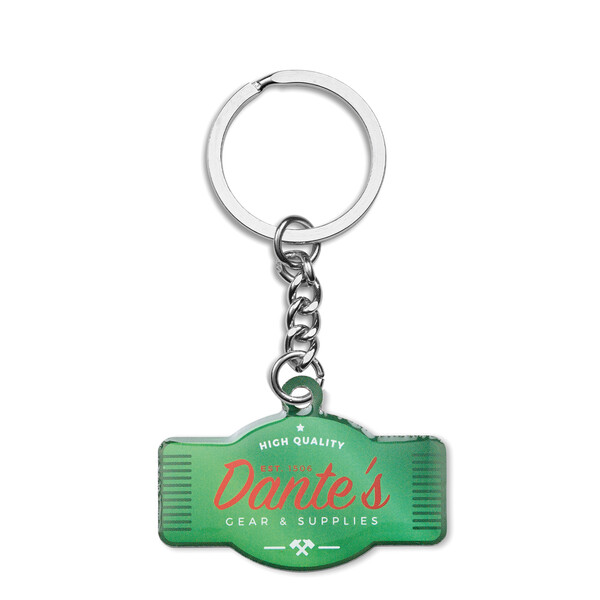 Custom shape stainless steel keychain with a full colour doming - 40mm / M3 flat split ring / Tissue paper wrapping