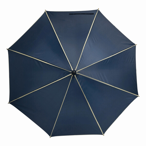 Automatic Wooden Stick Umbrella Waltz - Beige / Navy Blue