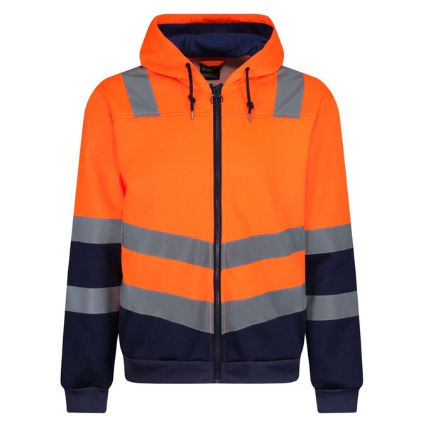 Pro Hi-Vis Full Zip Hoodie - Yellow / Navy / S