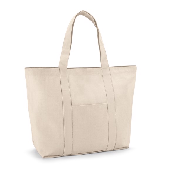 VILLE. Saco 100% algodão canvas com bolso frontal e interior (280 g/m²) - Natural Claro