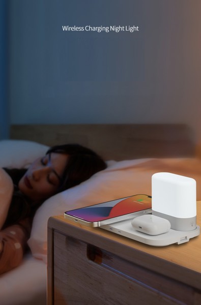 Wireless charger with night light - WHITE