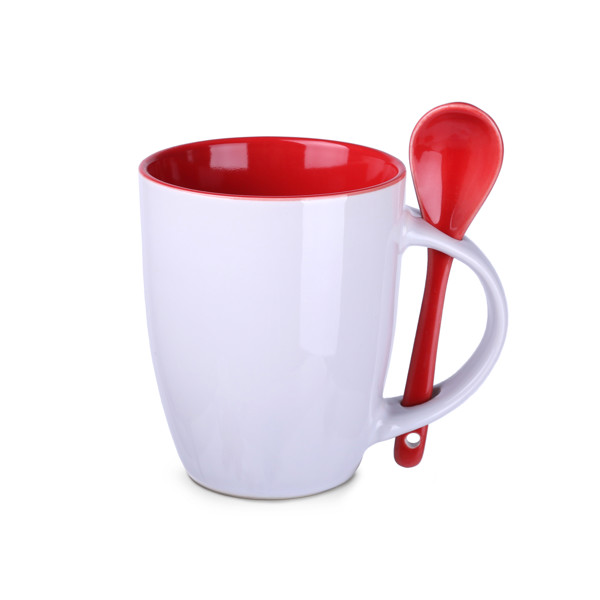 Easy ceramic mug, 99 mm height - White / Red