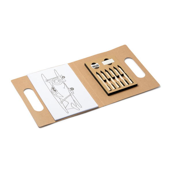 Personalised children's colouring set with sketchpad, coloured pencils, sharpener and eraser