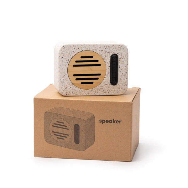 Personalised bluetooth speaker made of recycled terrazzo and bamboo 5W
