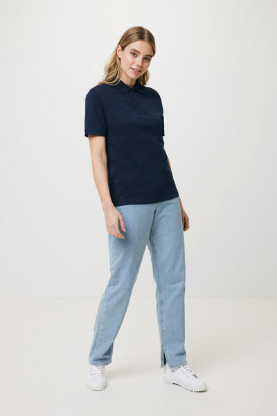 Polo en coton piqué et recyclé Iqoniq Yosemite - Bleu Marine / L