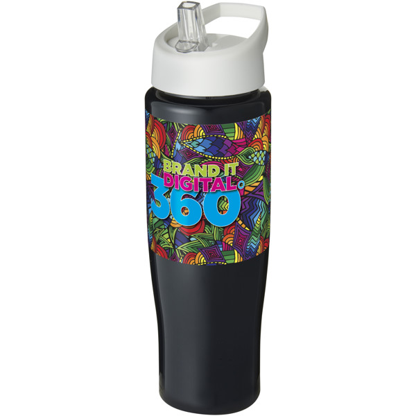 Športová fľaša H2O Tempo® s výlevkou a viečkom 700 ml - Jednofarebná čierna / Biela