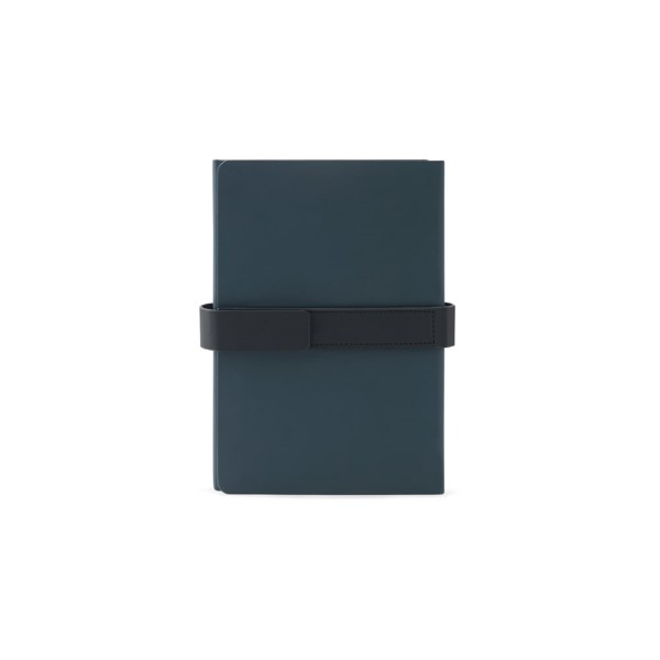 SANDERSON. Bloco de notas A5 em PU (50% reciclado) com dois blocos: páginas pautadas e páginas lisas