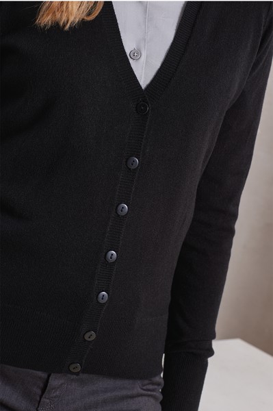 'Essential' Acrylic Women's Cardigan - Black / 6XL